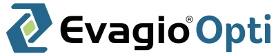 Logotipo de Evagio Opti con icono azul y texto negro y azul